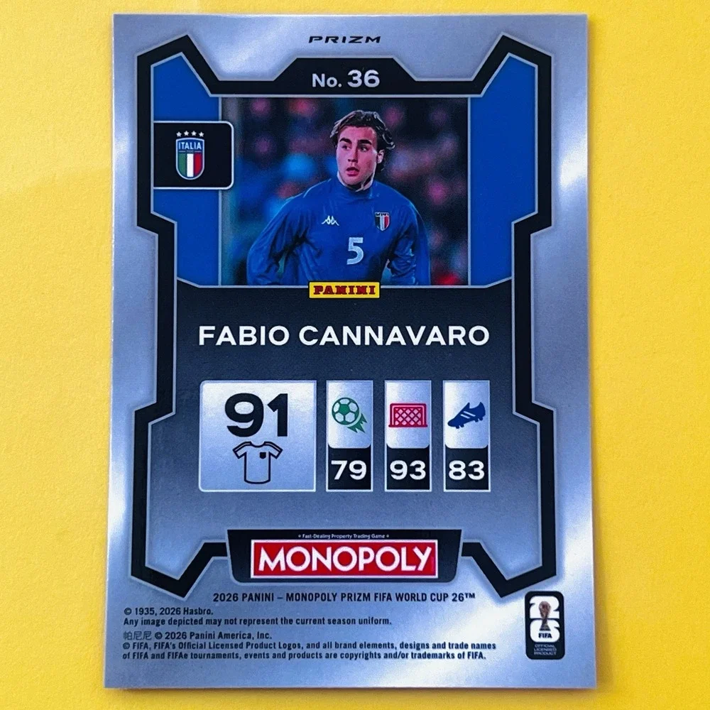 2026 Panini Prizm Monopoly FIFA‎ World Cup Fabio Cannavaro Red Prizm Italy #36